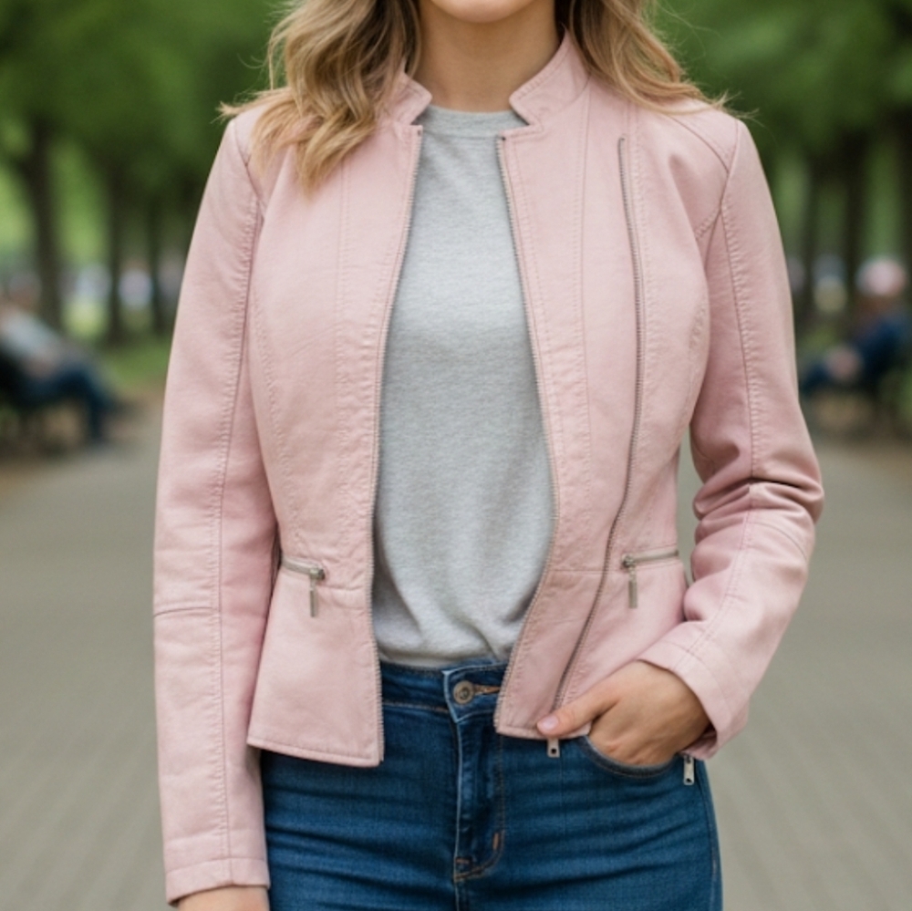 Baccini Pink Leather Jacket